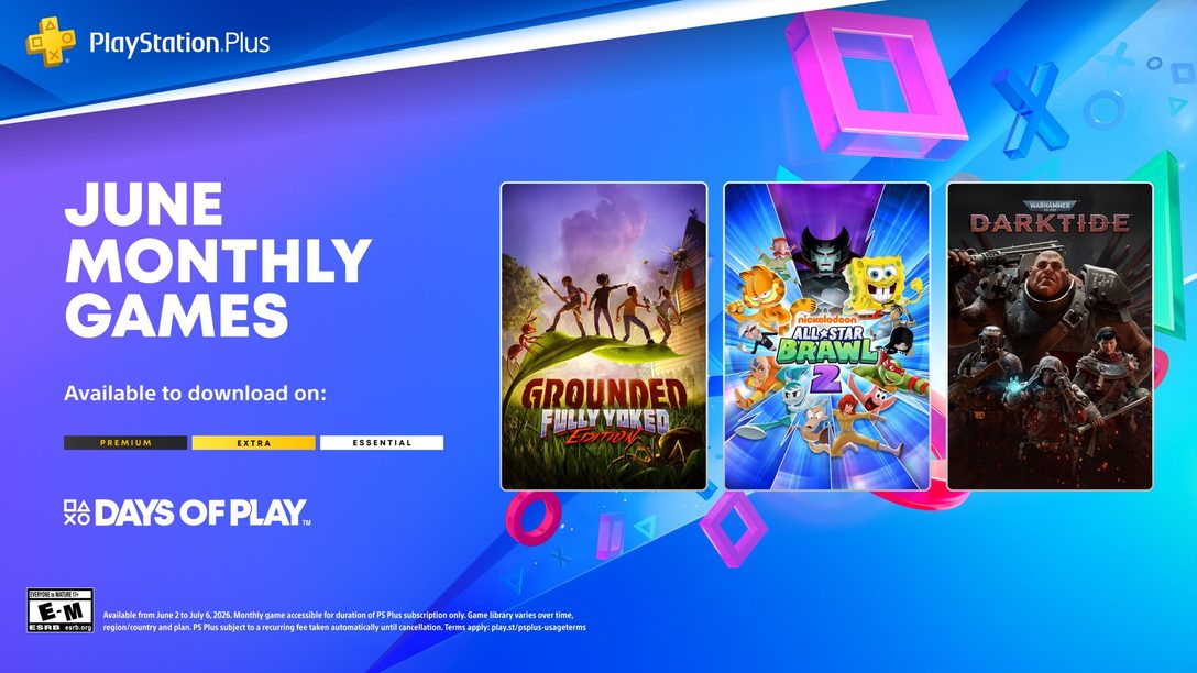 PS Plus June 2026 Monthly Games: Grounded, Darktide, and Nickelodeon Brawl 2